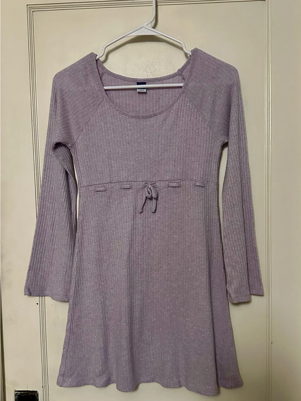 Girls' Rib Knit Sparkle Long Sleeve Dress